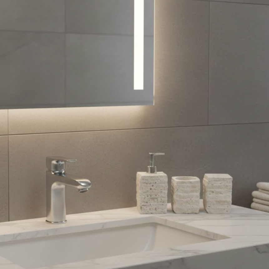 Travertine Bathroom Set (3 Pieces, Handcrafted)