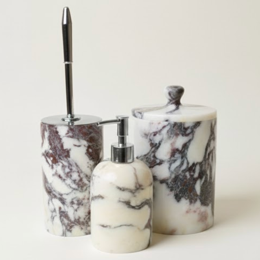 Purple Lilac Marble Bathroom Set (3 Pieces, Handcrafted)