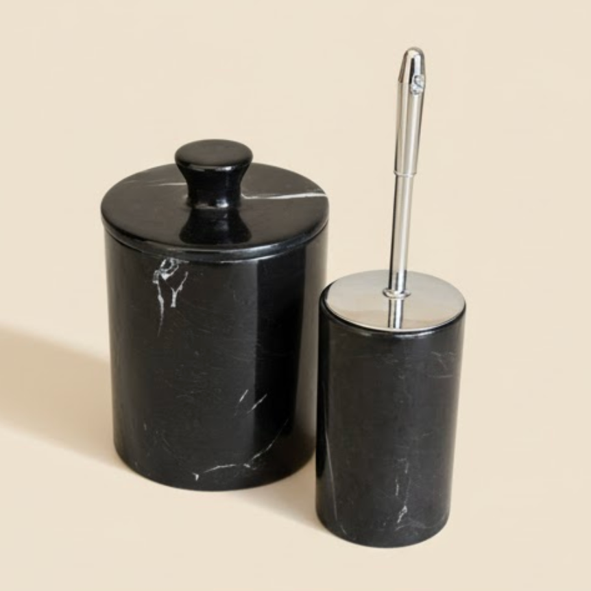 Black Marble Bathroom Set (2 Pieces, Handcrafted)