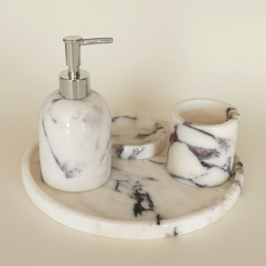 Violet Marble Bathroom Set (4 Pieces, Handcrafted)