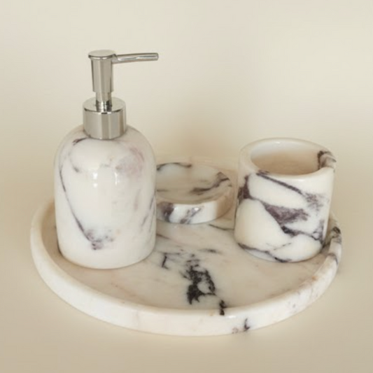 Violet Marble Bathroom Set (4 Pieces, Handcrafted)