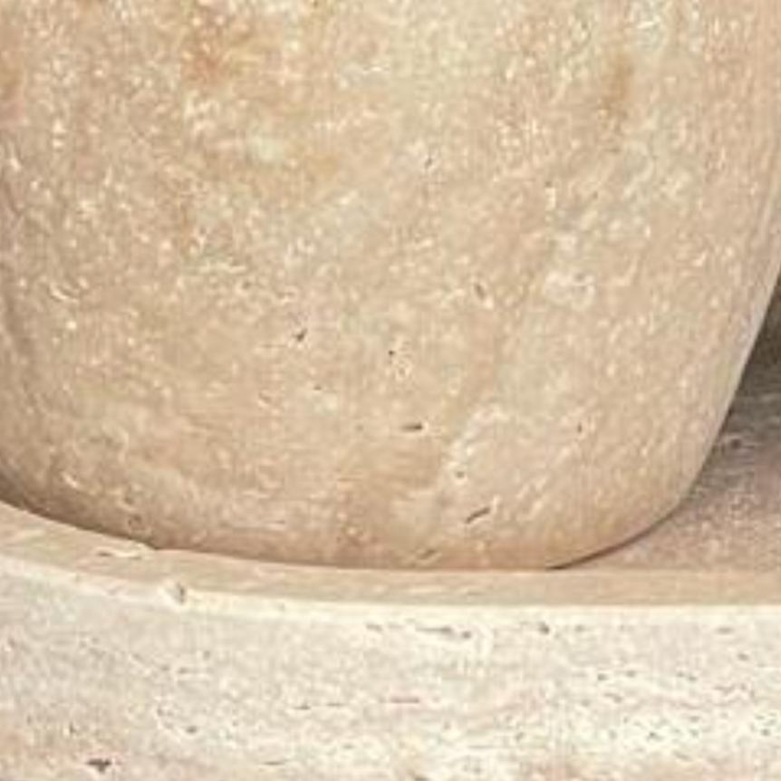 Beige Travertine Bathroom Set – Oval Design (4 Pieces, Handcrafted)