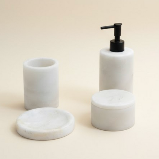 Matte White Marble Bathroom Set (Handcrafted)