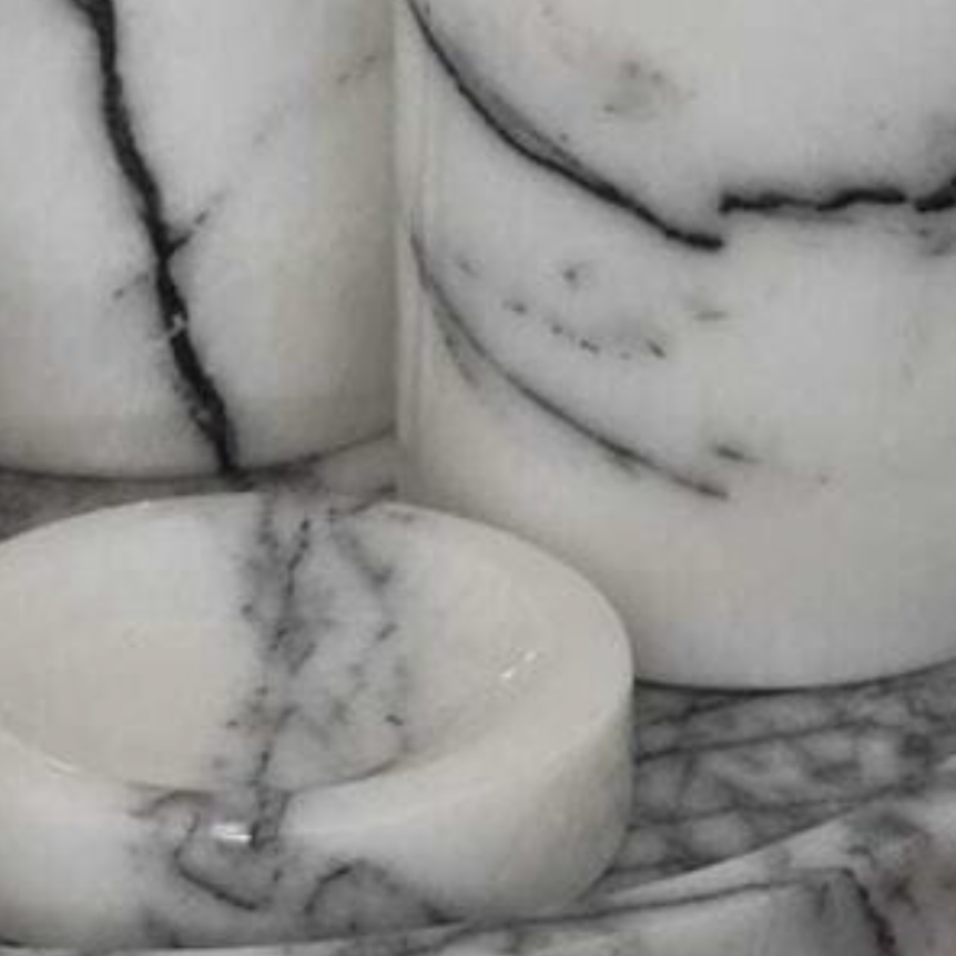 Lilac Purple Marble Bathroom Set with Silver Detail (5 Pieces, Handcrafted)