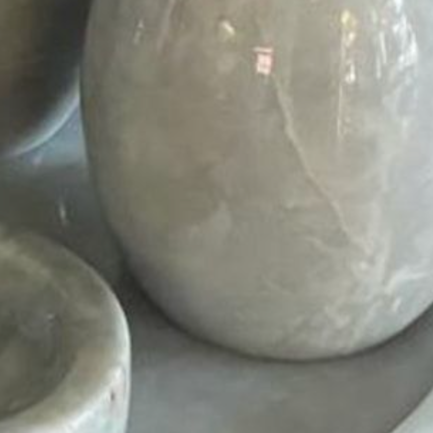 Grey Marble Bathroom Set with Silver Coral Detail – Oval Model (5 Pieces, Handcrafted)