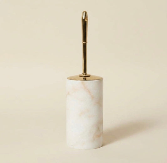 Honey Marble Toilet Brush Holder – Gold Handle